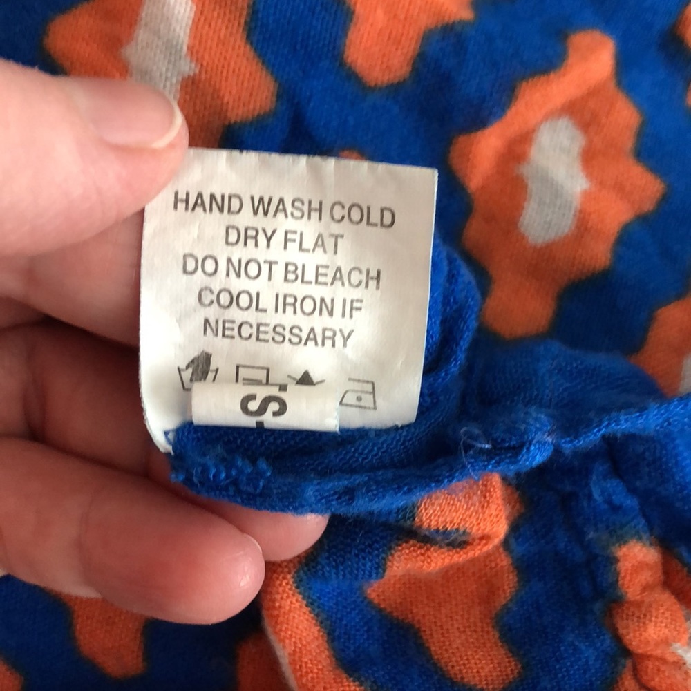 ❤️3X20 Mud Pie Gameday Infinity Scarf Blue/ Orange Geometric Print Light… - Picture 9 of 10